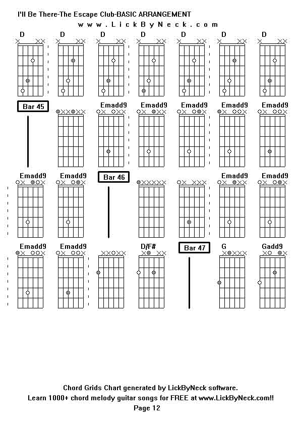 Chord Grids Chart of chord melody fingerstyle guitar song-I'll Be There-The Escape Club-BASIC ARRANGEMENT,generated by LickByNeck software.